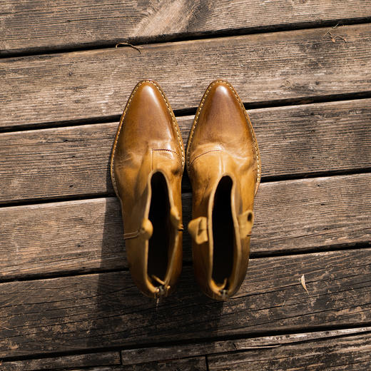 【阿么古纹马皮鞋】做旧欧美复古短筒西部靴后拉链2025新款短靴6CM 商品图4