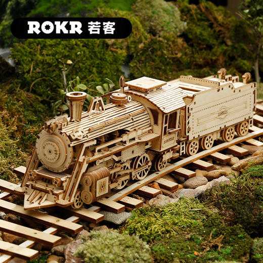 【机械牵引 双向行驶】若客蒸汽机车汽车模型拼装手工积木 真实机车驾控 前进/倒车双向行驶 圣诞火车南瓜车 商品图3