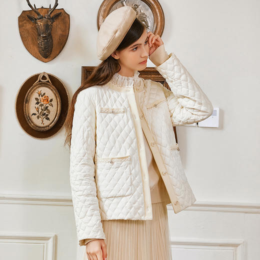 Famecoco范可儿小香风轻薄羽绒服外套女冬FAB8AJ025 商品图2