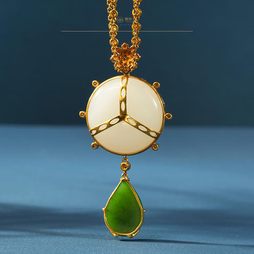 新疆国玉盟世玉和田玉金镶羊脂玉挂件 新疆系列【天山魅影】【带证书·顺丰物流】 商品图2