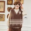 Famecoco范可儿羊毛提花针织马甲背心女冬FAB8CA022 商品缩略图1