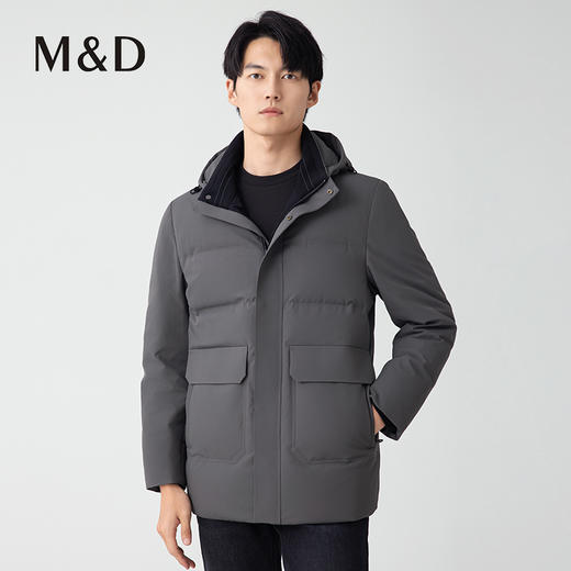 【名盾】立领连帽长款羽绒服，可拆卸帽，温暖舒适不跑绒M0DL25672B 商品图1