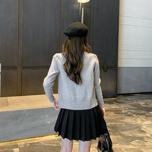 奢姿2024秋新款大码女装胖妹妹减龄针织开衫休闲百褶半裙穿搭套装 商品图3