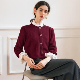 OLrain欧芮儿法式套头毛衣女秋季2024年新款复古慵懒风针织上衣