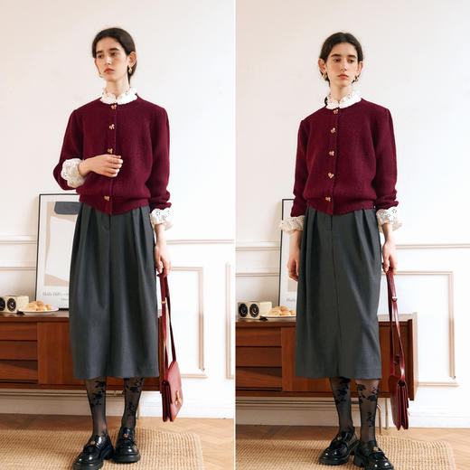 OLrain欧芮儿法式套头毛衣女秋季2024年新款复古慵懒风针织上衣 商品图1