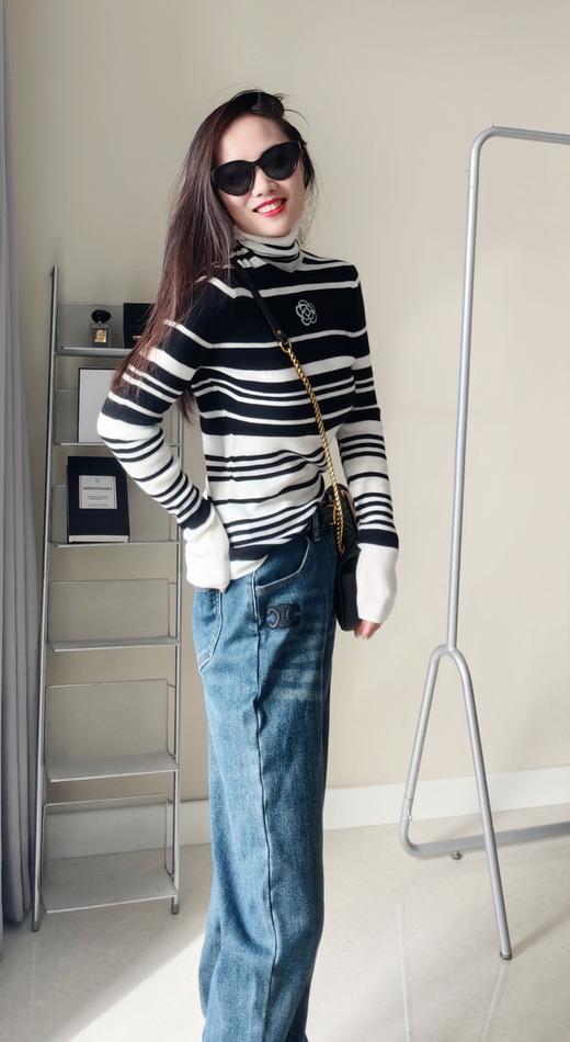 山茶花定位条100超级羊毛堆堆领打底衫 商品图5