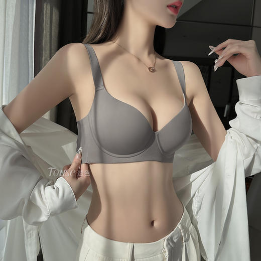 大胸显小内衣全罩杯薄款缩胸聚拢收副乳防下垂调整型无痕文胸大码 商品图1