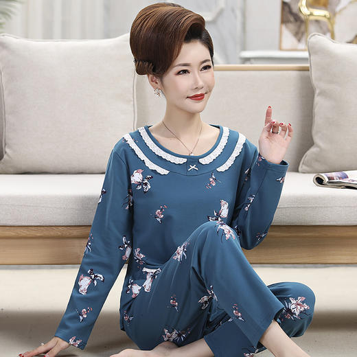 【两件套装！家居休闲可外穿】睡衣女中老年人大码家居服 春秋季薄款休闲可外穿 妈妈装两件套装-QQ 商品图14