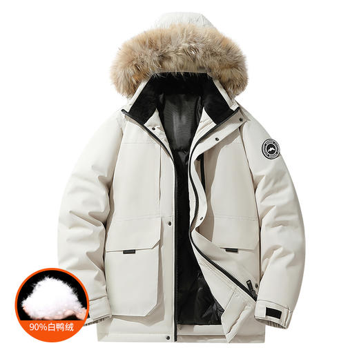 【三防石墨烯】【可拆卸毛领】【新款DXC】大依优型大码连帽羽绒服90白鸭绒保暖加厚加肥加大上衣男士外套胖子 商品图4