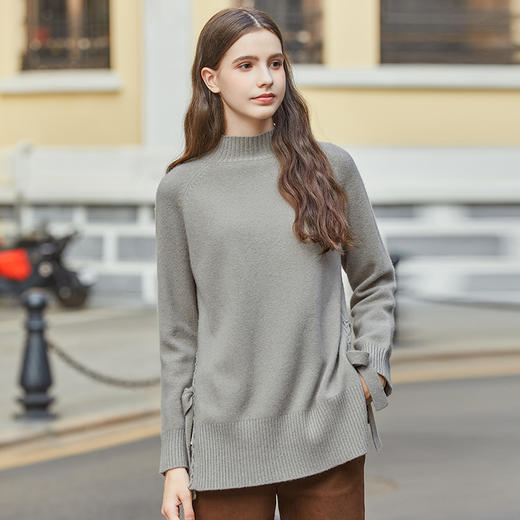 Famecoco范可儿半高领羊毛设计感毛衣女冬FAB8DC017 商品图1