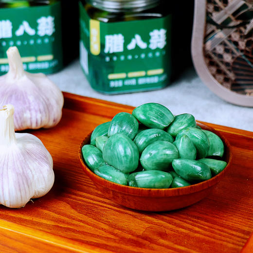 【活蒜鲜腌 个大饱满】紫光园翡翠腊八蒜 下饭神器 400g/瓶X3瓶装 商品图2