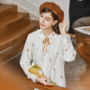 Famecoco花朵刺绣莱赛尔天丝白衬衣女优雅长袖打底FAB8BH002 商品缩略图2