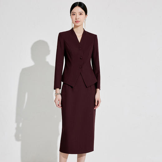 IWY/安可拉红职业装套裙气质高级感主持人正装遮肉显瘦西装两件套WC022+243052S1 商品图0
