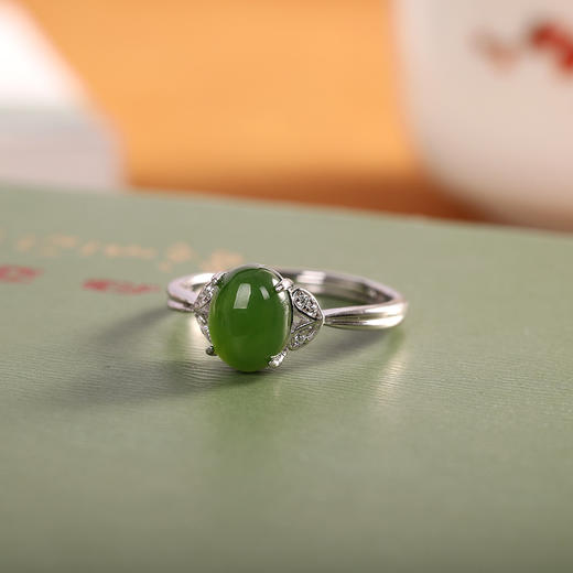 【翠意】S925银镶嵌和田碧玉开口戒指【RP-jz690163】 商品图1