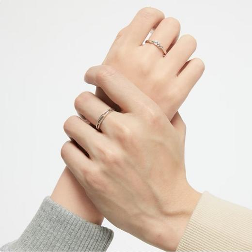 KADER卡蒂罗 连理枝情侣对戒 S999/S925纯银镶钻 开口可调节一对戒指 浪漫小众设计 礼物送女朋友 #礼盒款 商品图4