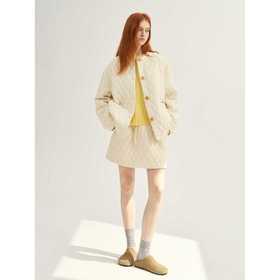 MAISON CECILE奶白/黑色轻巧舒适保暖菱格棉服套装