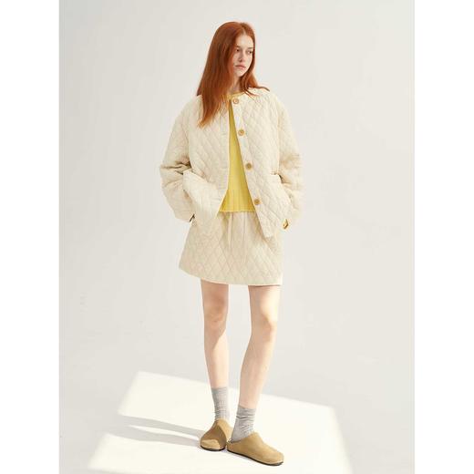 MAISON CECILE奶白/黑色轻巧舒适保暖菱格棉服套装 商品图0