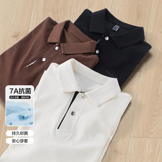 【7A抗菌 棉混纺】罗蒙春秋男装长袖POLO衫男士休闲百搭舒适星空格polo衫男长袖t恤 商品图5