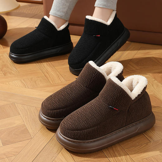 【中老年人高帮棉鞋】冬季厚底加绒加厚全包跟棉鞋 纯色耐脏老人老棉鞋 商品图1