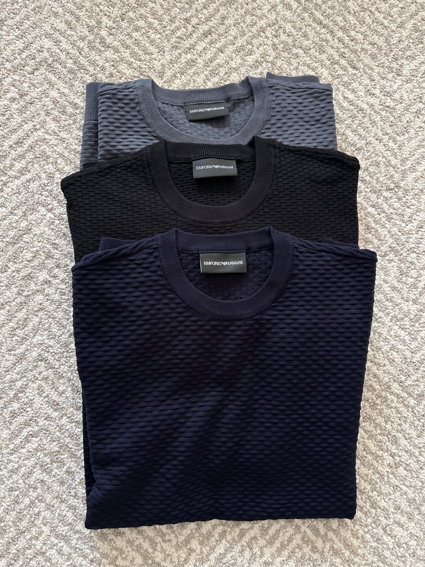 Emporio Armani老钱风提花工艺毛衣针织衫