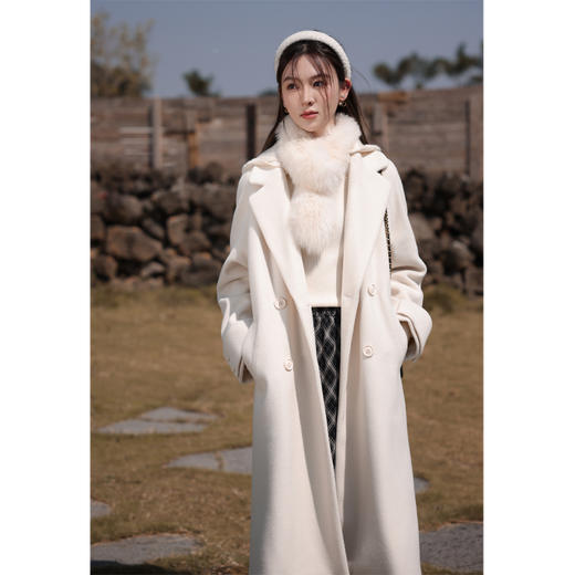 鹿向南「冬日小暖炉」单面毛呢外套大衣2024秋冬女气质呢子外套 商品图3