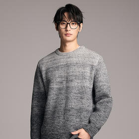 棉仓356826004-宽松渐变全羊毛圆领毛衣