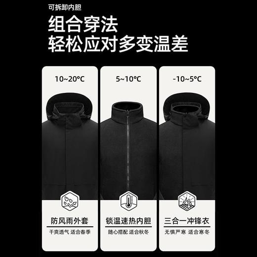 【三合一可拆卸】圣得西2024冬季新款冲锋衣外套男士户外夹克外套 商品图4