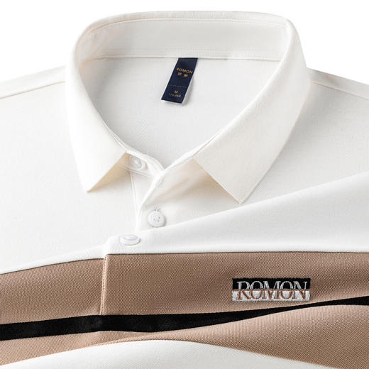 【精美刺绣 棉混纺】罗蒙春秋男装长袖POLO衫男士商务休闲内搭撞色刺绣POLO衫长袖翻领T恤 商品图11