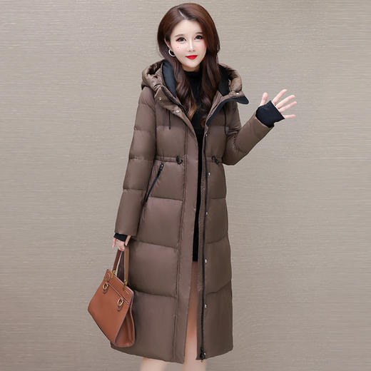 QYM 24JM822-L加厚简约中长款修身时尚保暖羽绒服洋气连帽外套 商品图2