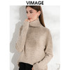 VIMAGE纬漫纪舒适保暖高领燕麦色100%绵羊毛针织衫24冬季新款VC2401302 商品缩略图3