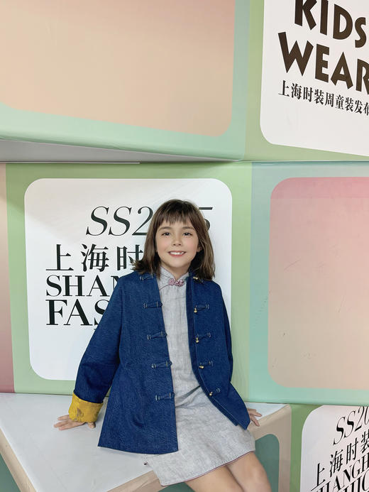 盛唐牡丹| 儿童Kids Series 新中式牛仔宋锦外套-红色/黄色袖口可选(4-6岁) 商品图8