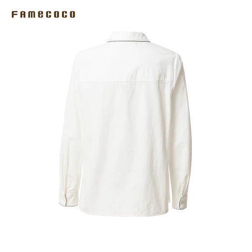 Famecoco范可儿衬衫基础款明线纯棉翻领长袖女装衬衣FAB8BH017 商品图1