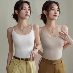 【2件更实惠】冰丝吊带，美背显瘦；自带胸垫，内外皆可穿。无痕设计，透气薄款；长衣遮臀，打底必备。