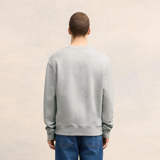 AMI 男士徽标刺绣棉质运动卫衣 灰色 BFUSW001 730 055 商品图2