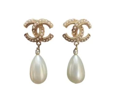 CHANEL奈儿 经典Logo珍珠吊坠耳环 女款 金 商品图0