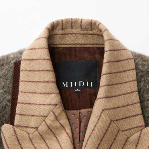 谜底设计感毛呢大衣女2024冬新品通勤复古风拼接长呢子244GD1680 商品图3