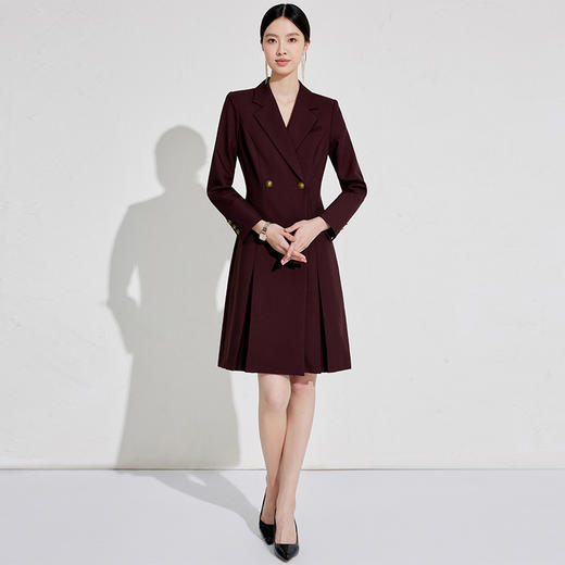 IWY/安可拉红秋季西装连衣裙法式复古风气质时尚双排扣职业连身裙WQ010 商品图1