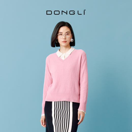 东黎 • 山羊绒女士秋冬V领松密度套头衫 4629 商品图0