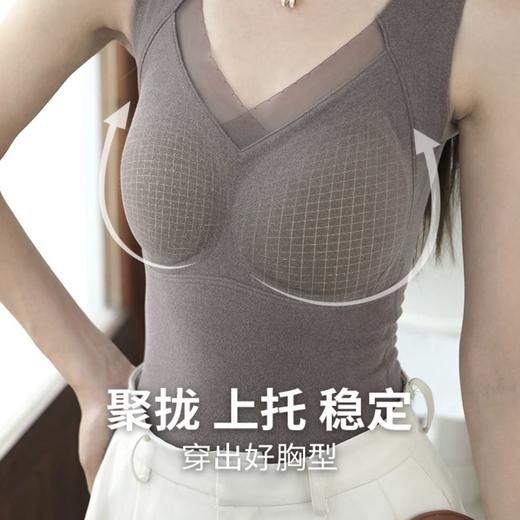 石墨烯自发热保暖背心蕾丝免穿文胸秋冬加厚女士一体打底内衣上衣 商品图4