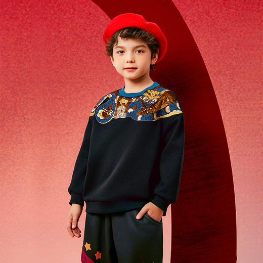年衣蛇么都旺卫衣童装男女童卫衣秋冬儿童长袖t恤女童打底衫宝宝套头上衣加绒（送独占鳌头拼图） 商品图1