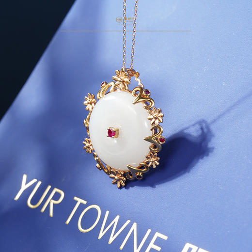 新疆国玉盟世玉和田玉金镶羊脂玉挂件 新疆系列【雪域吉祥】【带证书·顺丰物流】 商品图2