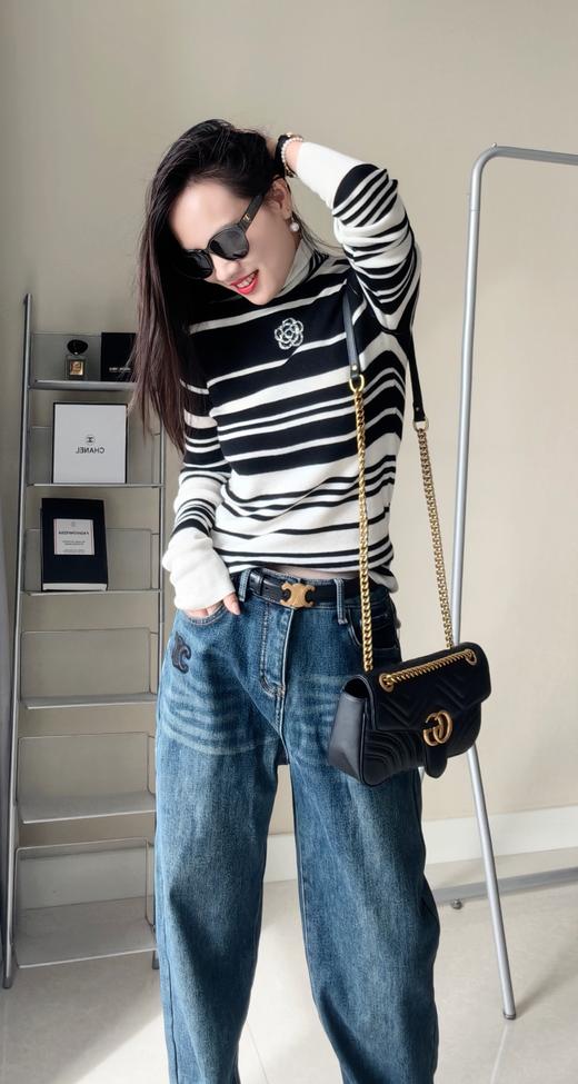 山茶花定位条100超级羊毛堆堆领打底衫 商品图4