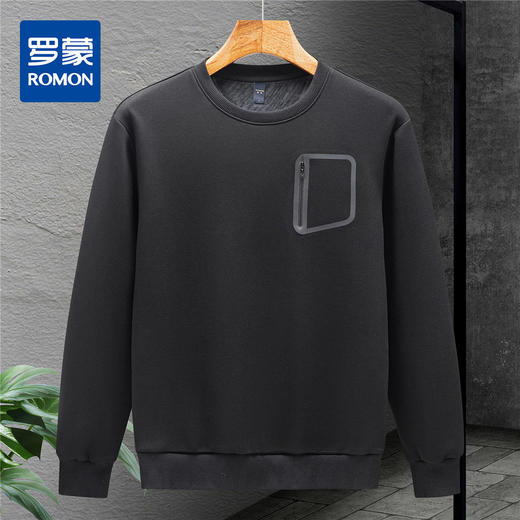 【加绒加厚 蚕丝混纺】罗蒙秋冬男装卫衣口袋款户外运动加绒卫衣男秋冬款加绒保暖男卫衣 商品图0