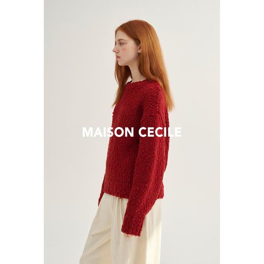 MAISON CECILE奶白/红经典款高克重羊毛点点针织毛衣 商品图1