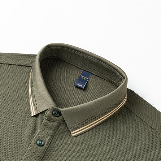 【7A抗菌】罗蒙春秋男装长袖POLO衫男士撞色领商务休闲打底长袖翻领男T恤 商品图9