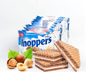 德国knoppers牛奶榛子巧克力威化饼-200g(8个）版本包装随机发货