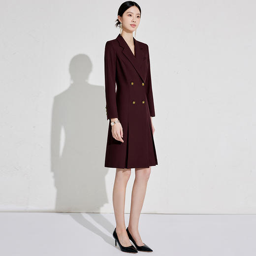 IWY/安可拉红秋季西装连衣裙法式复古风气质时尚双排扣职业连身裙WQ010 商品图2