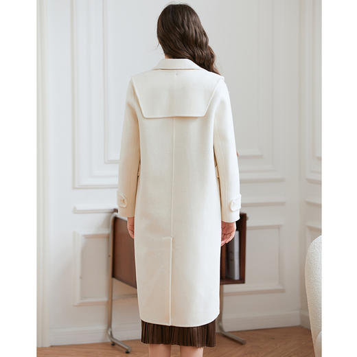 Famecoco长款羊毛气质毛呢大衣外套女秋冬FAB8AQ020 商品图3