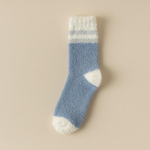 【告别寒冷！不再冻脚】珊瑚绒袜子男秋冬中筒袜加绒加厚地板袜男士撞色保暖家居睡眠长袜。ry 商品图5