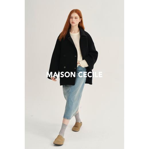 MAISON CECILE保暖厚实短款羊毛翻领双排扣大衣 商品图2
